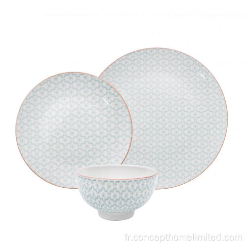 Ensemble de vaisselle en porcelaine avec décalcomanie complète